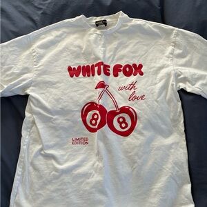 White Fox Cherry Graphic T-Shirt
